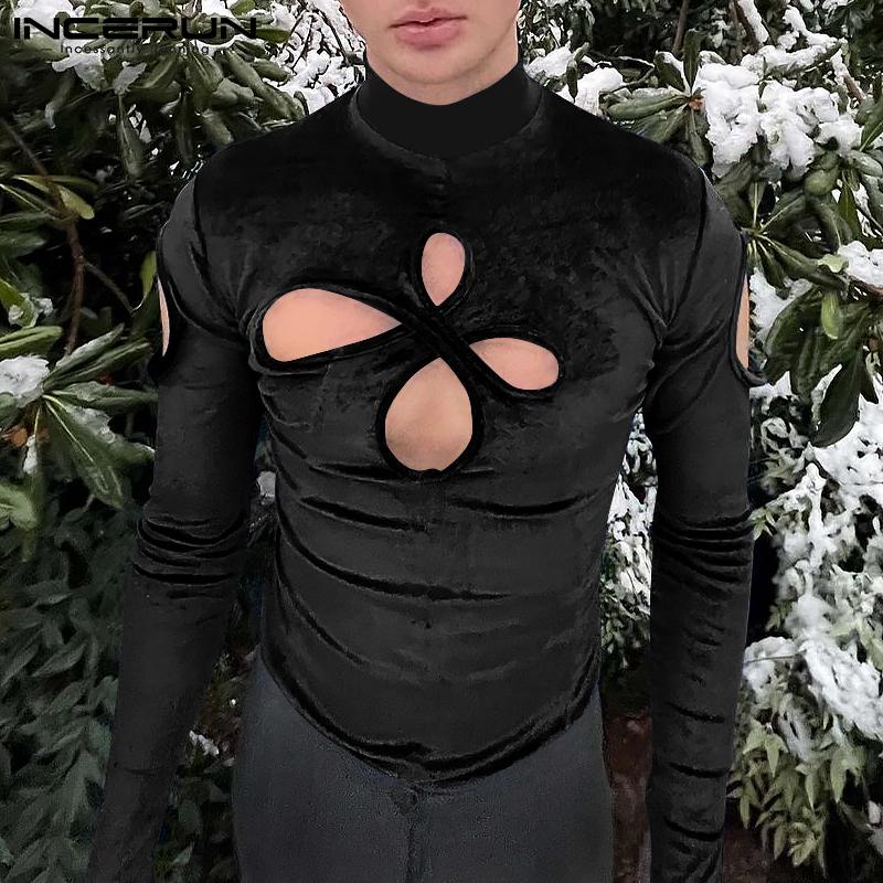 

INCERUN Весенние мужские облегающие футболки с вырезами