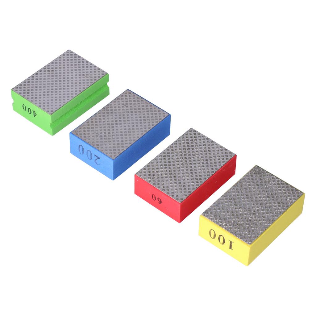 4Pcs Diamond Hand Polishing Pads for Tile Stone Trimming Deburring 60# 100# 200# 400# Grit