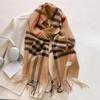 Neue Herbst-Winter-Mode Kaschmir-Plaid-Design Schal Herren Damen Warm Verdickende Stola Halstuch Schals Bufanda Quaste 2024