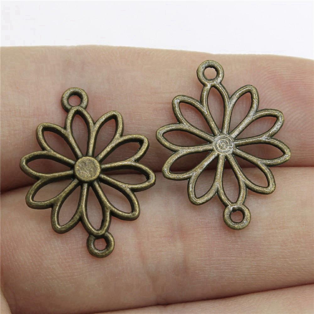 Connettori Fiore a Lavoro Aperto Gancio per Ciondolo Colore Bronzo Antico Creazione Gioielli Accessori Fatti a Mano Connettori per Ciondoli