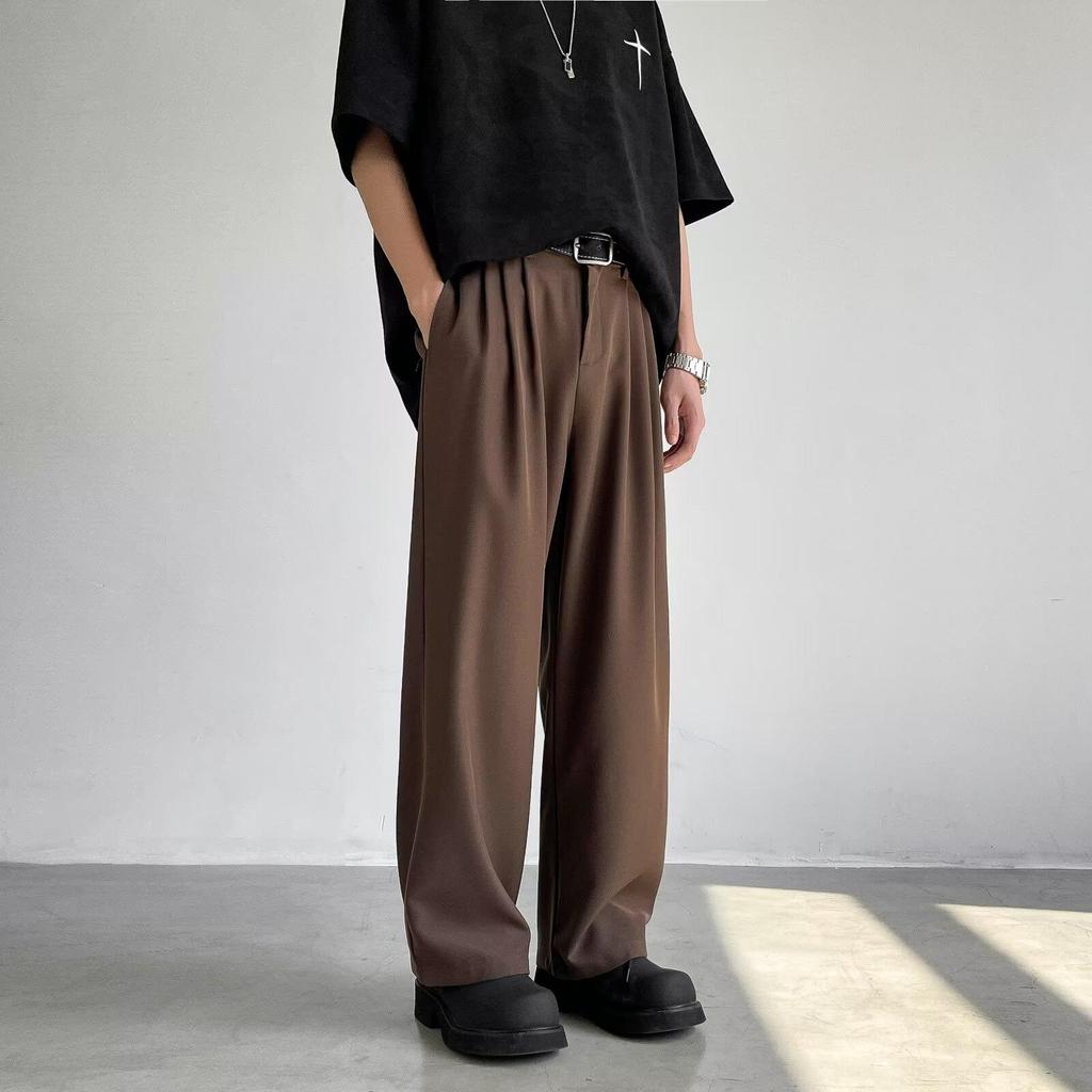 Spring/Summer Retro Loose Straight Coffee Casual Pants for Men