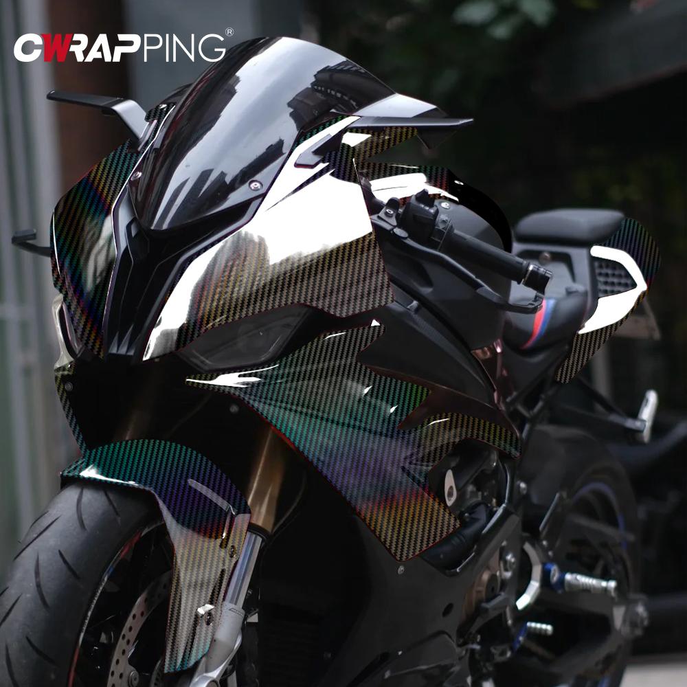 Motorcycles Accessories Laser Carbon Fiber Black Stickers Vinyl Wrap Air Release Films for Scooter Car Motorcycle Accessories
