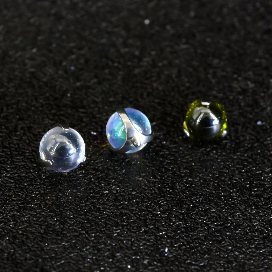 F136 Titanium Zircon Claw Lip Stud Earring with 1.2/0.9 Tooth, 5mm Aurora Ball Piercing Replacement.