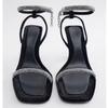 Fashion Diamond high-heeled sandals for women's summer new style square toe exposed temperament European and American one-piece sandals