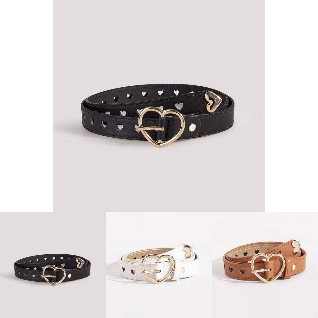 Love Heart Shape Hollow Belt With Metal Pin For Trendy Office Style