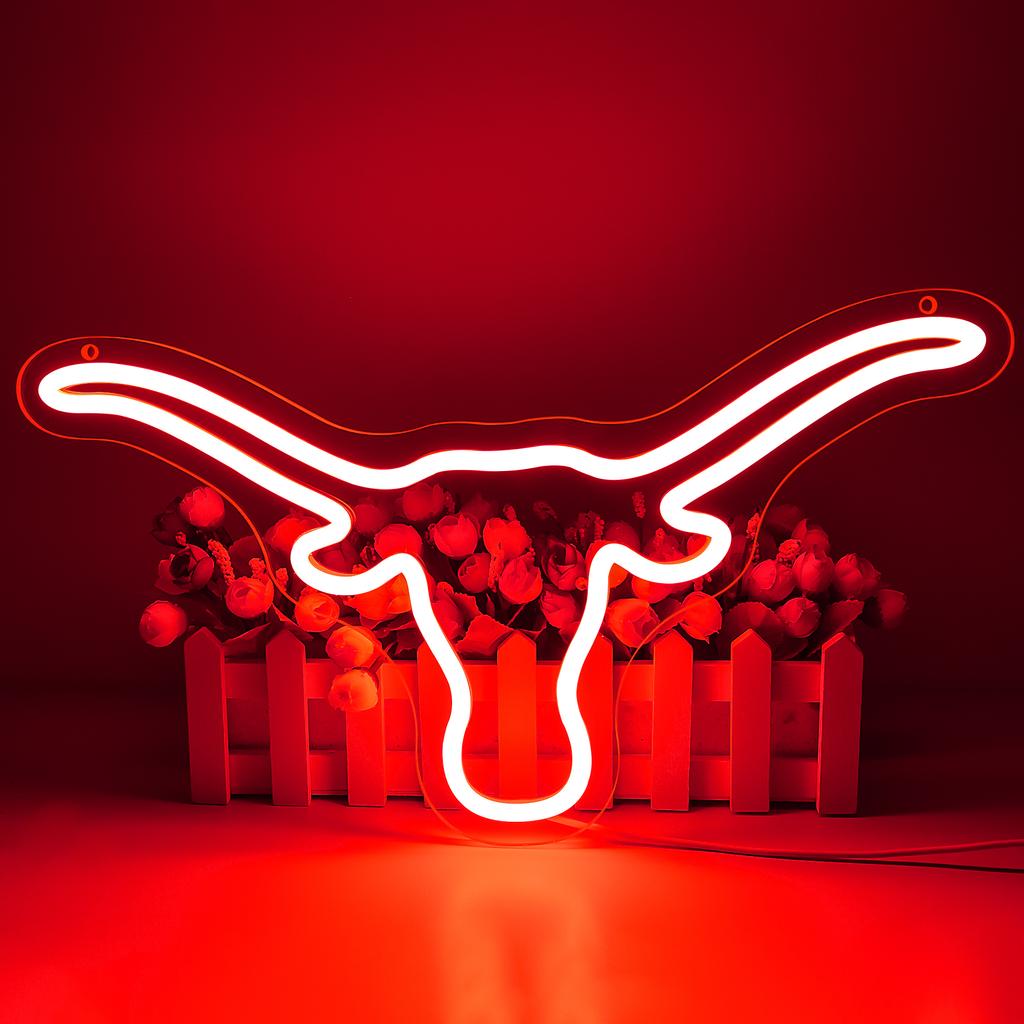 Ox Horn Neon Sign for Wall Decor College Neon Led Sign for BedroomDorm Decaration Graduation Gifts