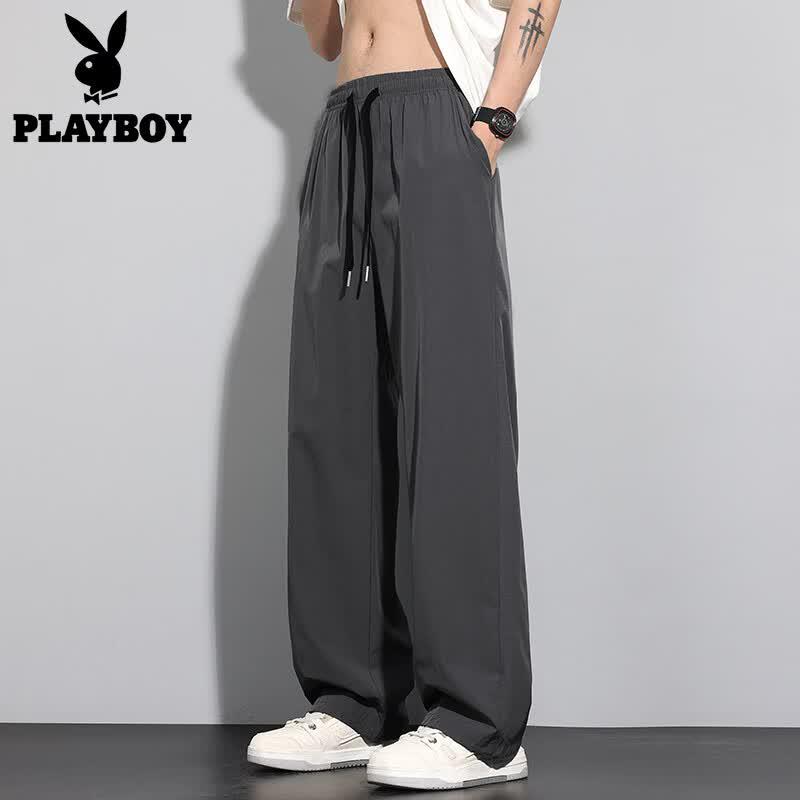 

PLAYBOY Men s Ice Silk Straight-Leg Casual Pants M