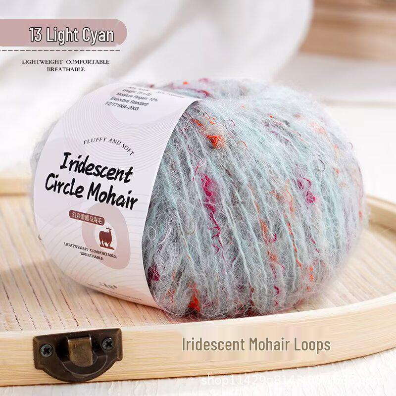 Iridescent Rainbow Mohair Silk Yarn - Hand-Knitted Hat, Sweater, Scarf, Shawl, and Coat Crafting Material