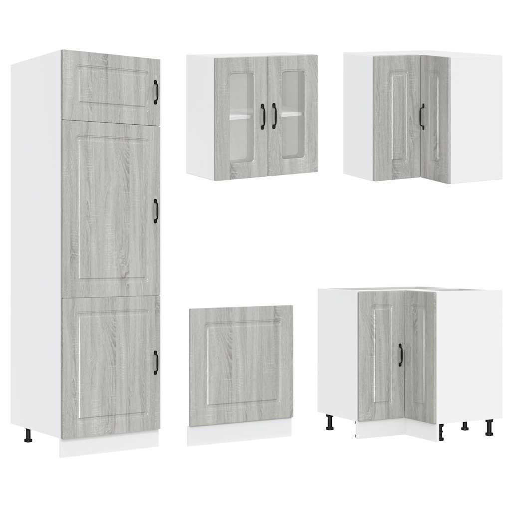 14 Piece Kitchen Cabinet Set Kalmar Grey Sonoma Wood Based Panel