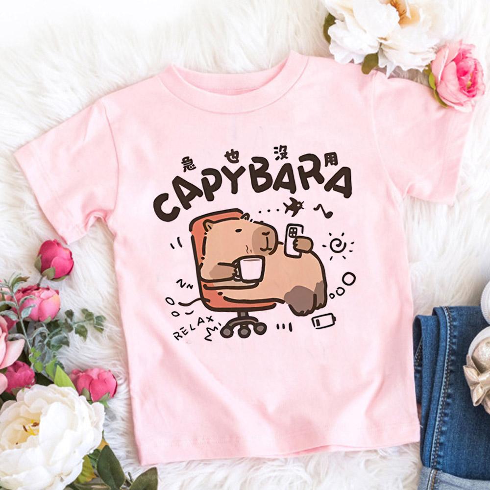 Kids Basic T-shirt Women Men Capybara Tees 3-10Years Children Short Sleeved Clothes Boys Girls Capibara Birthday Gifts