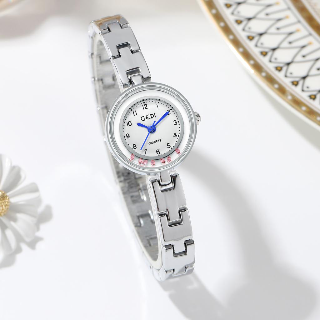High-End Calendar Watch Light Luxury Diamond-Encrusted High-Value Hollow Women'S Watch Big Red Leather Quartz Watch