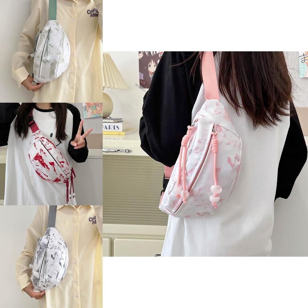 Fashionable Gray Red Blue Pink Ink-wash Chest Bag Ideal For Sports And Cycling