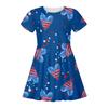 Summer Casual Loose Print Sweet Girl Short-sleeved Princess Independence Day Dress
