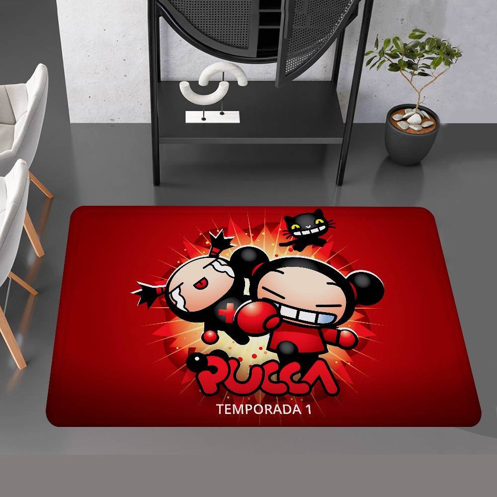Animation Series P-Pucca Floor Mat INS Style Soft Bedroom Floor House Laundry Room Mat Anti-skid Household Carpets