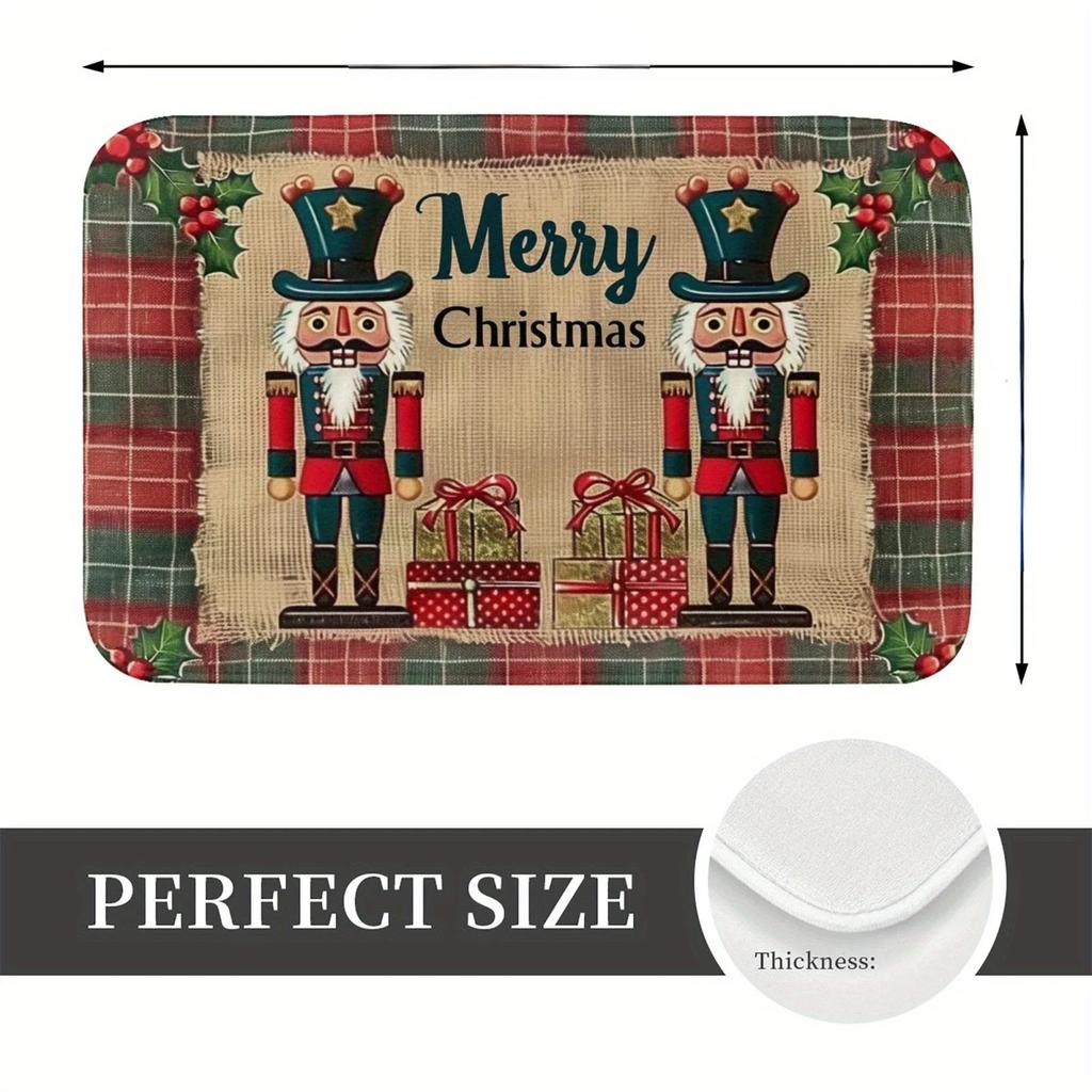 VIKAMA Christmas Nutcracker Welcome Floor Mat Holiday Home Decoration Kitchen Corridor Bathroom Carpet Christmas Decorations