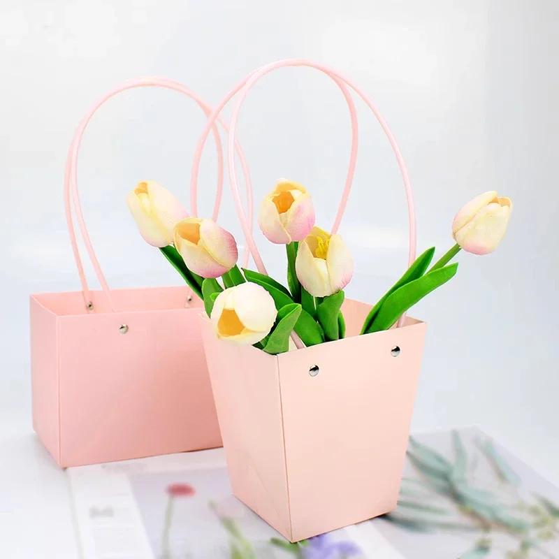 Festa de Casamento Rosa Flor Caixa de Presente Buquês de Flores Embalagem Caixa de Papel Sacola de Transporte Cesta de Armazenamento Dia dos Namorados Aniversário 10 PEÇAS