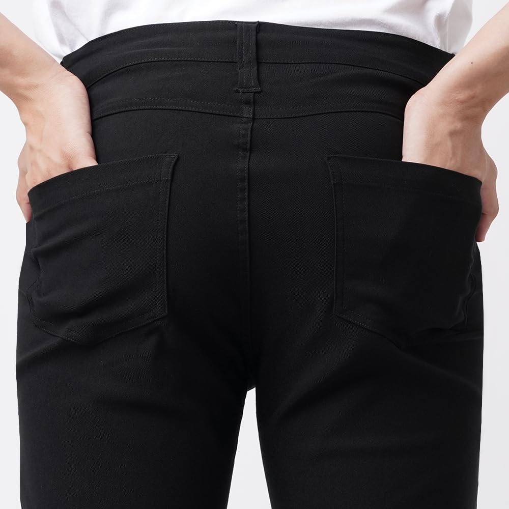 BODYWILD Stretch Slacks with Front Zipper, Straight Leg Pants, Belt Loops, Washable, Pockets, Men's BDV111