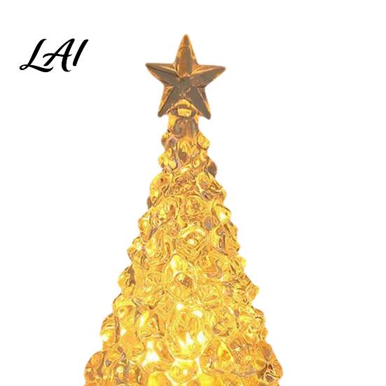 Shimmering Holiday Desktop Decor Glowing Christmas Tree Night Light Mini Lighted with Star Indoor Modern Minimalist Atmosphere Faux Crystal Tabletop