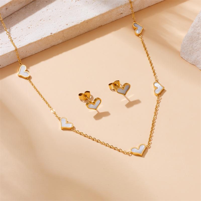 

Ladies Elegant Love Heart Necklace Earring Jewelry Set 2 in 1 one size