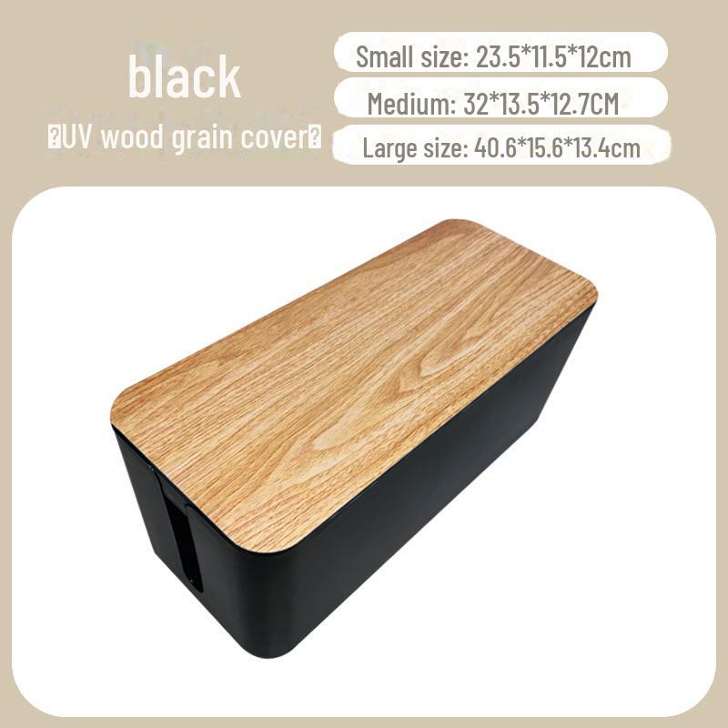 "Wood Grain Multi-Function Desktop Cable Organizer Box"