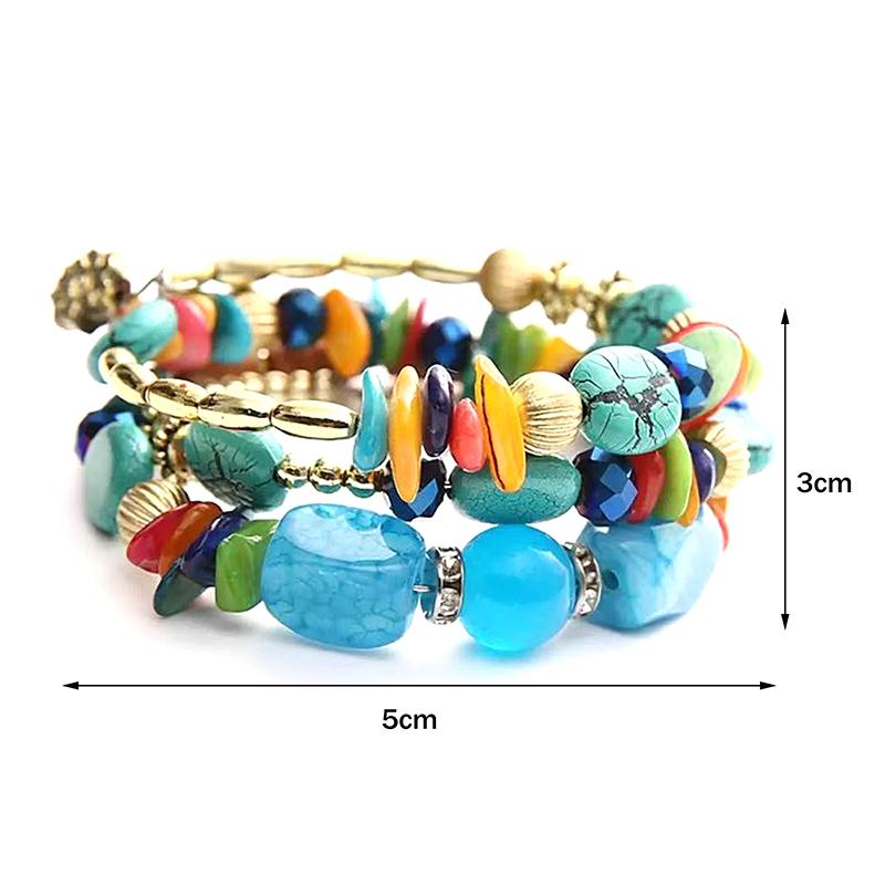 Bohemian Charm Beads Wrap Bracelets,Vintage Crystal, Turquoise, And Agate Beaded Multi-Layered Bracelet/Bangle