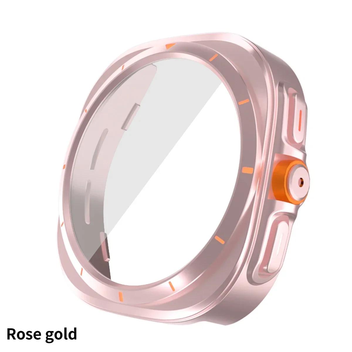 

Change To Ultra Case for Samsung Galaxy Watch 7 6 40mm 44mm Upgrade To Galaxy Watch Ultra 47mm Tempered Glass Screen Protector Galaxy Watch 6 44mm рожевий колір золота