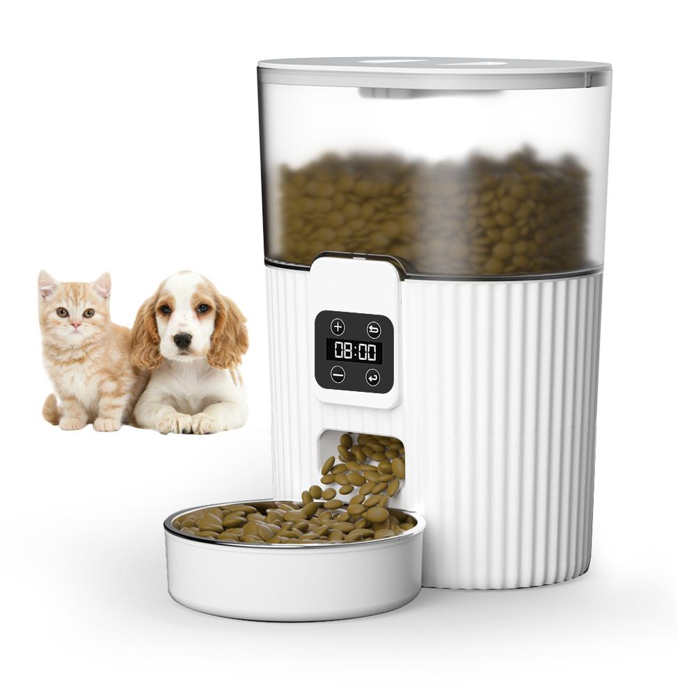 

New semi-transparent pet smart feeder, cat and dog timed feeding machine, pet stainless steel bowl US standard