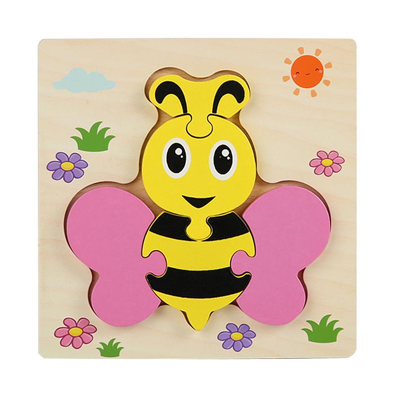 Children's 3D Wooden Animal Puzzle Board - Educational Toy for Early Learning