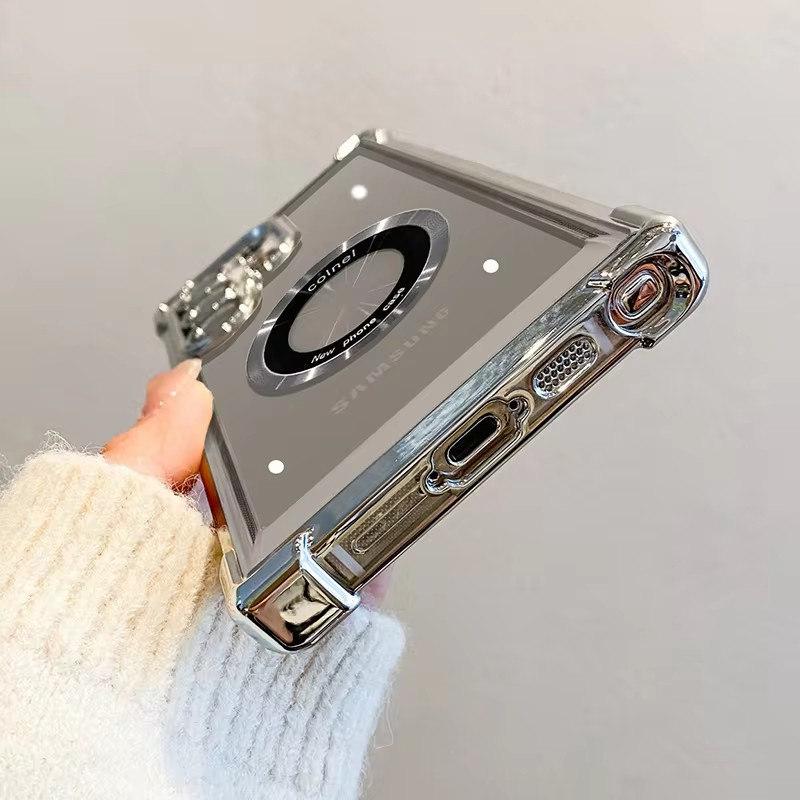 Luxury Plating Magnetic Wireless Charge Case For Samsung S24 Ultra S23 FE S22 Plus S21 S20 Note 20 Clear Lens Protection Cover