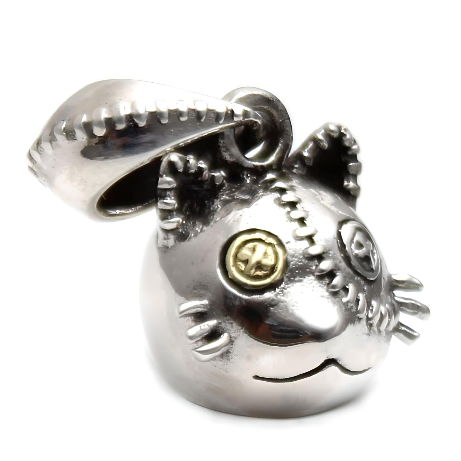[goodvibrations] Pendant Punk Leather Punk Cat Good Vibrations Patchwork Silver