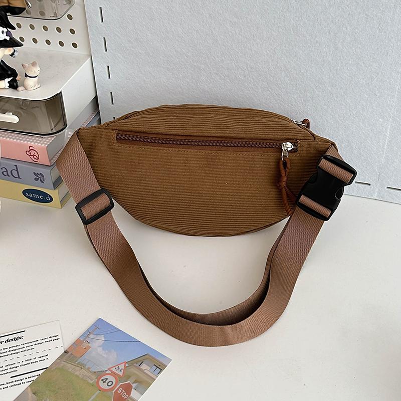 Corduroy Chest Bag Women's Cartoon Sports Waist Bag Crossbody Bag