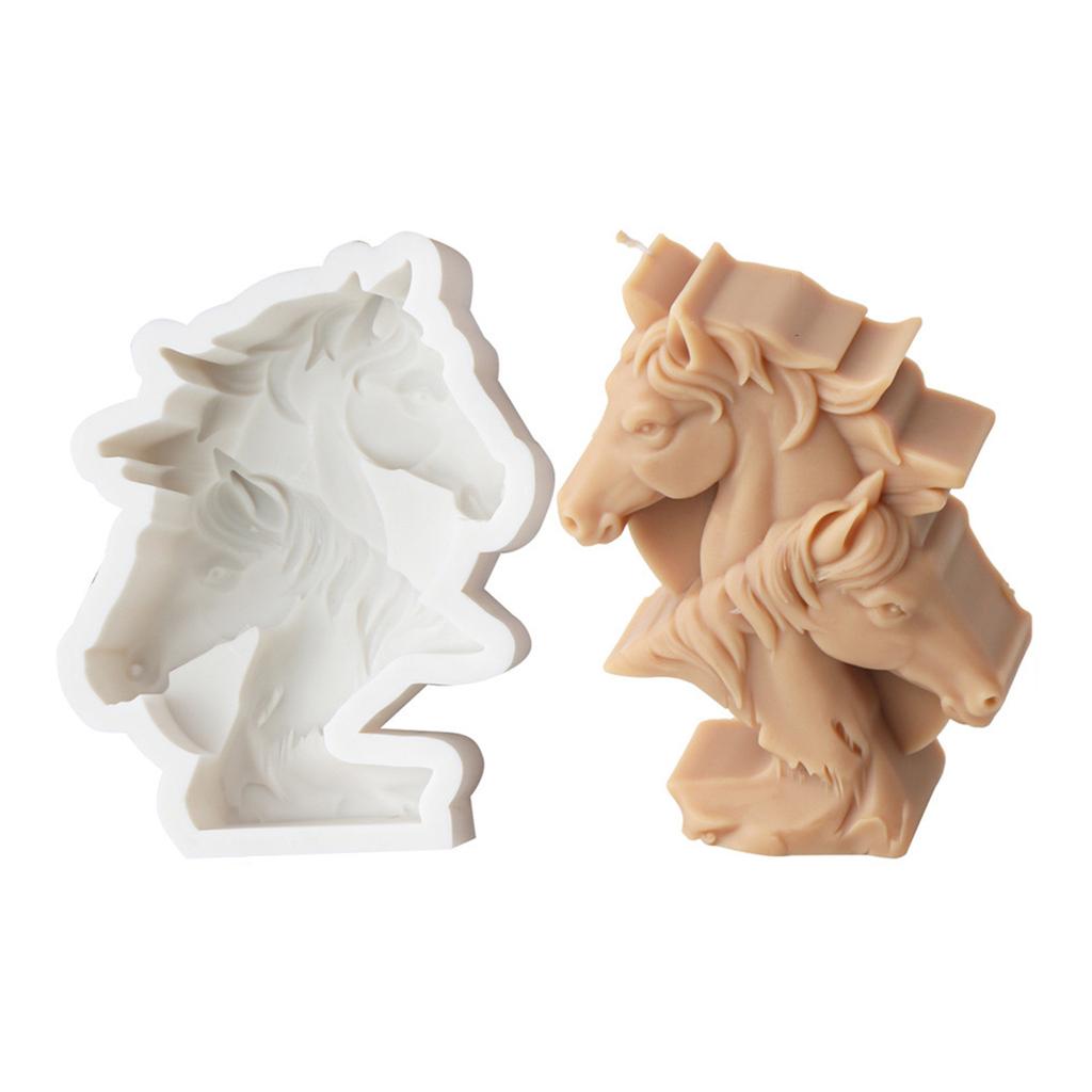 Multipurpose Horses Head Candle Sturdy Silicone Mold Double Designs for Creative Candle Making and Home Decoration