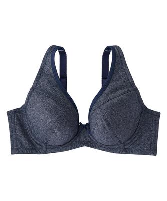 Cotton Gentle On Full Night Navy E100 Women's Bra, Blend, Skin, Cup, Heather,