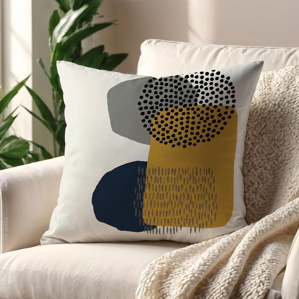 BohemianStyle Mustard Yellow Gray Abstract Art Cushion Cover For Pillow Printing Sofa Decoration Room Office Nordic Simplicity