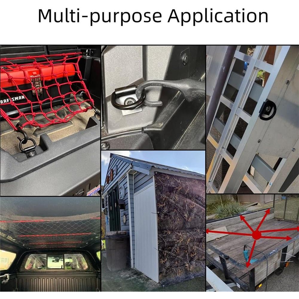 Heavy-Duty Steel D-Ring Tie-Down Anchor Set – 1/4" Thick, 2400 Lbs Capacity, Electrophoretic-Coated, For Trailer, RV, Truck Bed, Garage – 4/8 Pack