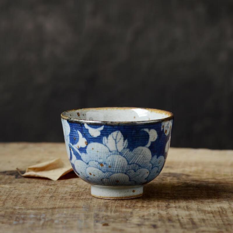 Handmade Blue and White Coarse Pottery Teacup