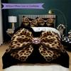 Leopard Print Bow Pattern Bedding uilt Set uilt Cover Pillowcase Home Decoration Birthday Gift (1 * duvet cover + 2 * pillowcase  without core)16