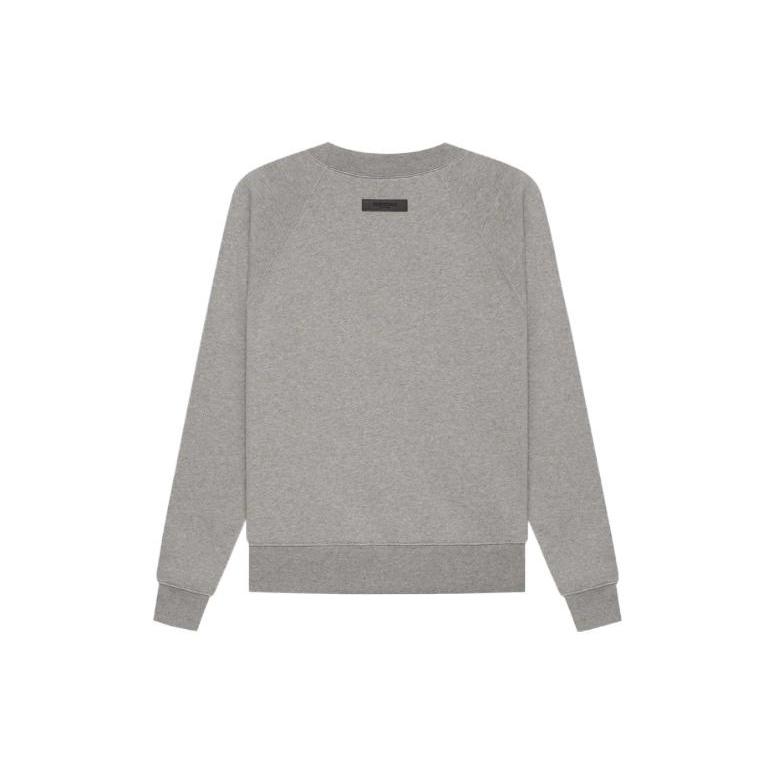 Fear of God Essentials 1977 SS22 Crewneck Dark Oatmeal Numbers Logo Print Crew Neck Fleece Lined American Pullover FOG-SS22-389