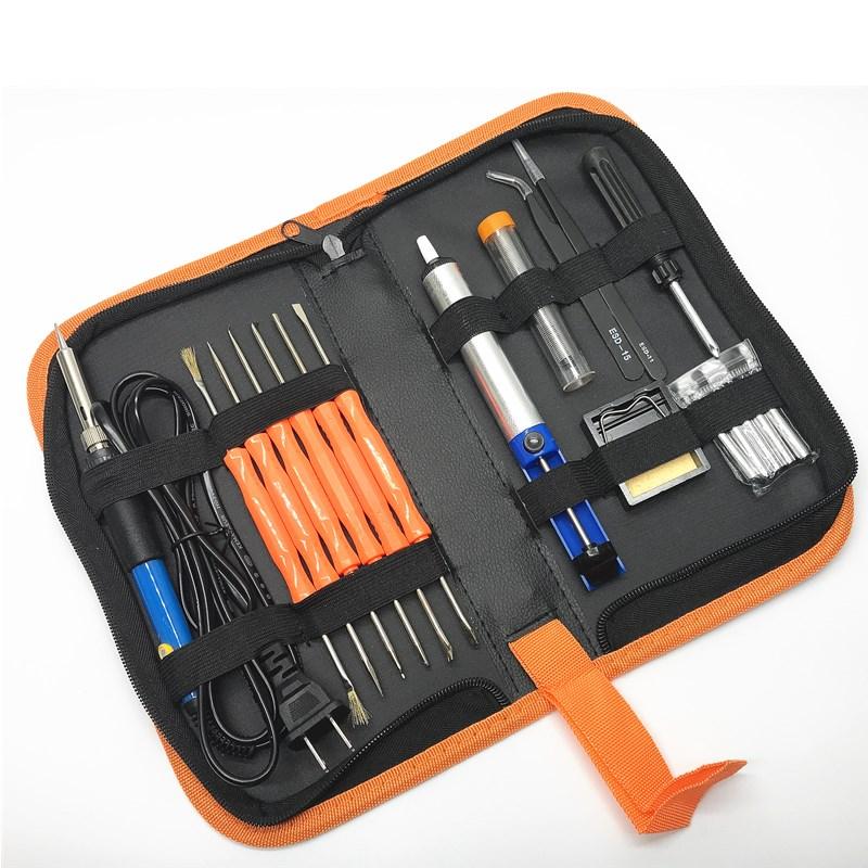 60W Electric Soldering Iron Set 19-Piece Kit with Adjustable Temperature for Home Repair 110V/220V Welding Function