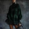 Spring 2025 Women's Plaid Suit Dress with Ruffle Skirt - European & American Style