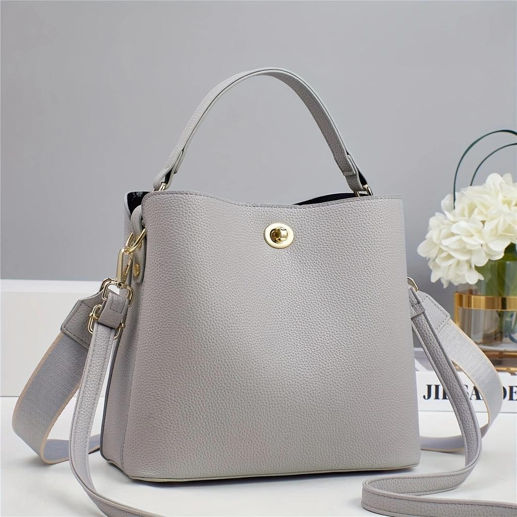 New Women's Handbag Bucket Bag High-end Female Bag Lightweight Crossbody Single Shoulder Bag Twist Lock Small Bucket Bag