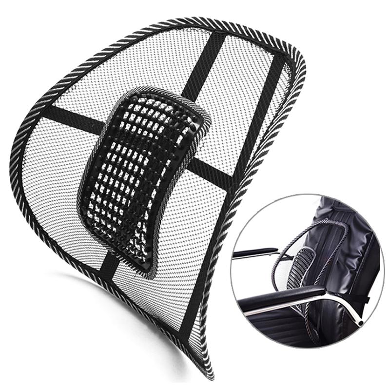 1Pc Mesh Back Lumbar Support Vent Cushion Car Office Chair Cushion Seat Black