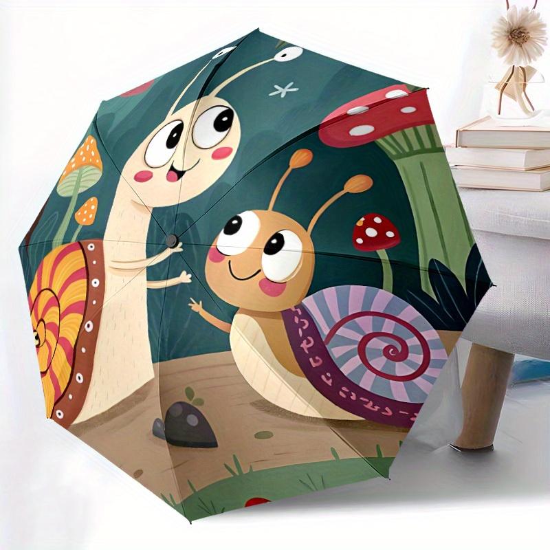 1pc Snail Forest Automatic Open/Close Exquisite Umbrella Sturdy Iron Frame, Compact Travel Umbrella - Perfect Gift for Women, Men, Birthdays