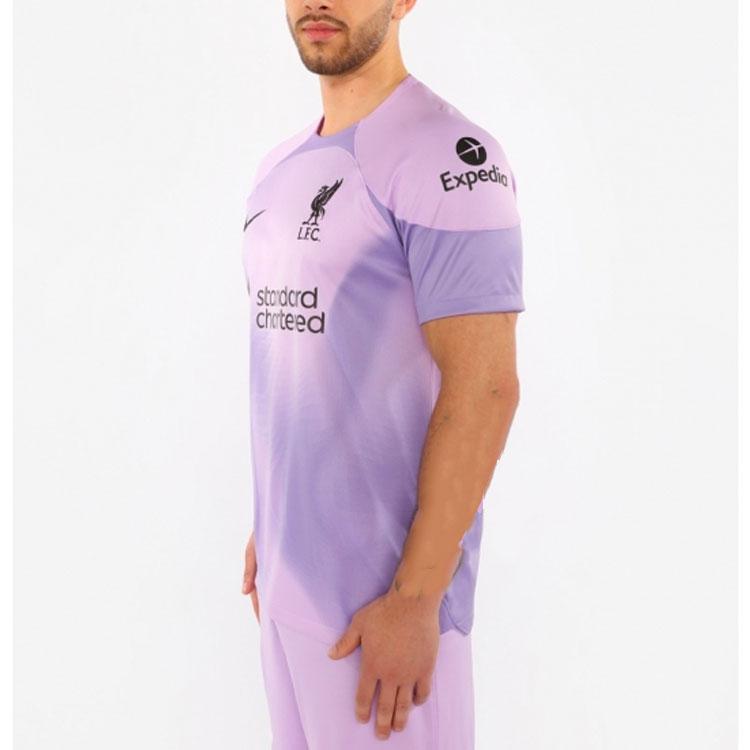 Nike 2022/2023 Season Liverpool Letter Logo Print Round Neck Short Sleeve Soccer Jersey Men Tops Purple DJ7681-582