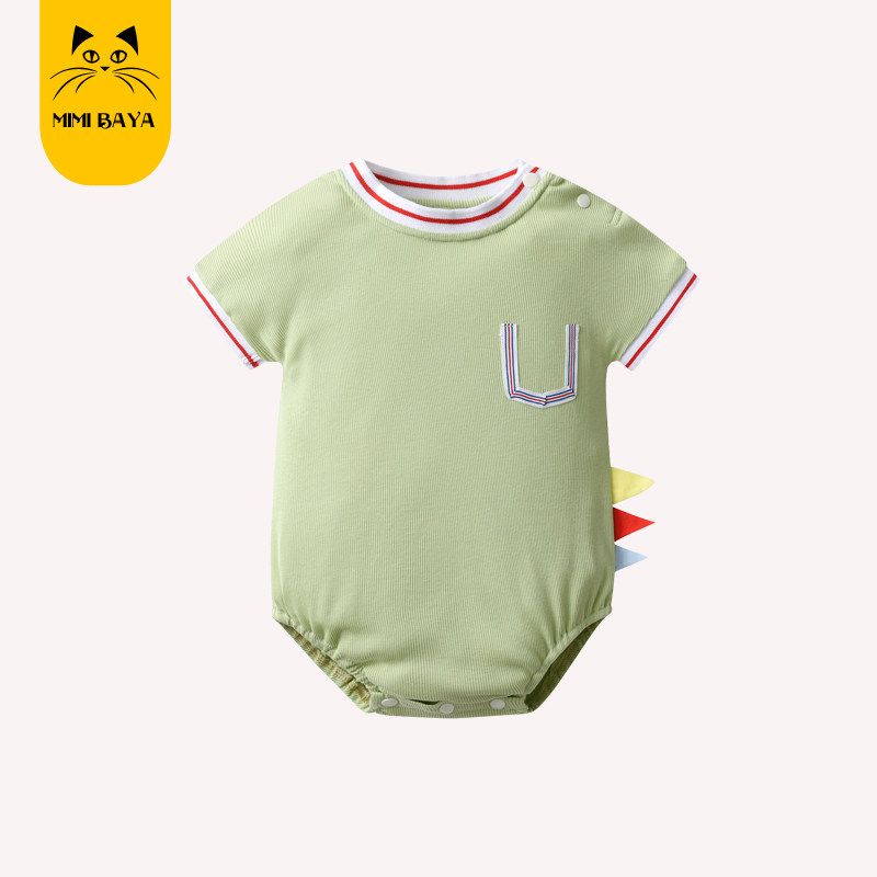 Baby Romper Summer Outfit New Style Unisex Short-Sleeve Korean Style Triangle Romper Dinosaur One-Piece Crawling Suit