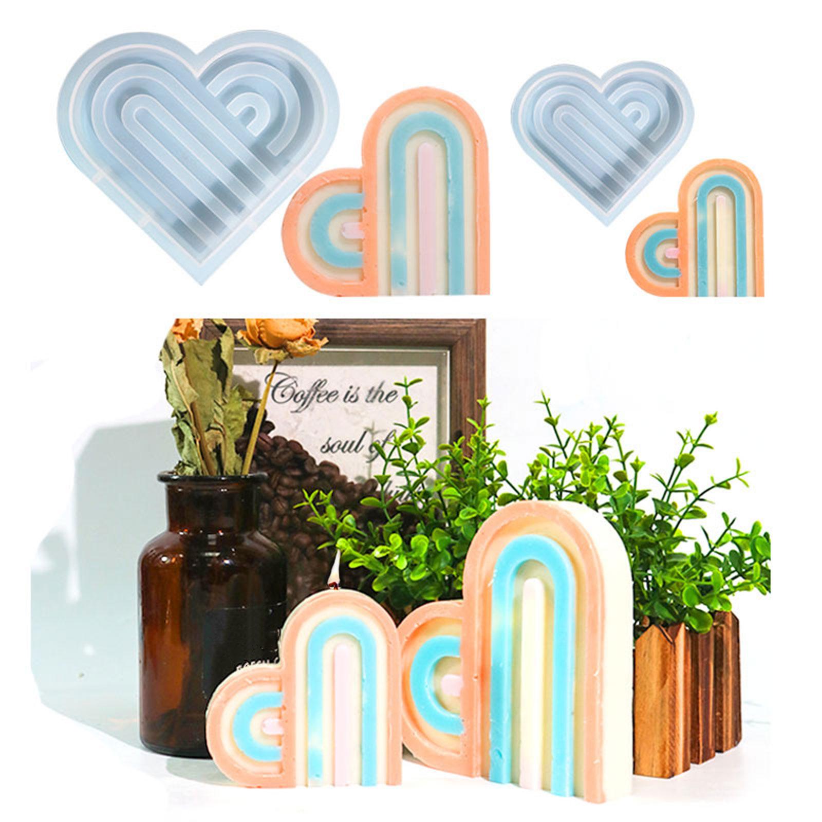 

Striped Love Decoration 3D Candle Mould DIY Candle Epoxy Mold Handmade Candles Aroma Wax Soap Molds for Decorations L