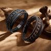 Herrars Vintage Flerlagrigt Läderarmband med Magnetlås