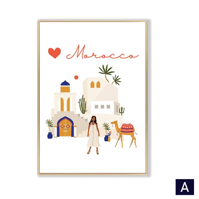 

Бохо Пейзаж Холст Картина Настенное Искусство Плакат Растение Пустыни Путешествие Плакат Верблюд Верблюд Принт Картина Гостиная Марокко Деко 21cm×30cm NoFrame