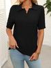 2025 Summer Women's Short Sleeve Lapel Collar V-Neck Cable Knit Pullover Sweater, Casual Chic Knitted Top for Daily & Office Wear