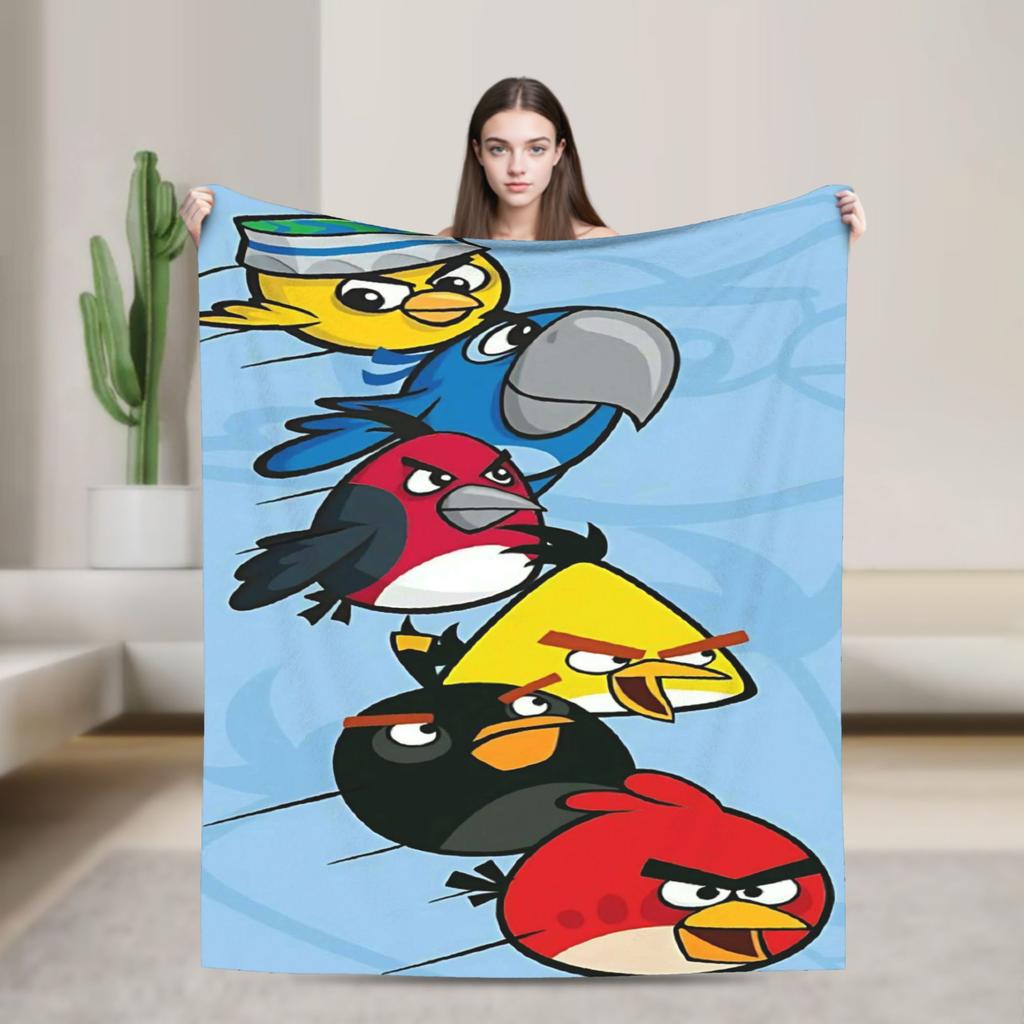 Coperta in Peluche Cartoon Angry Birds A-A per Bambine e Bambini Coperta Plaid in Flanella Morbida Qualità Personalizzata Copriletto Idea Regalo